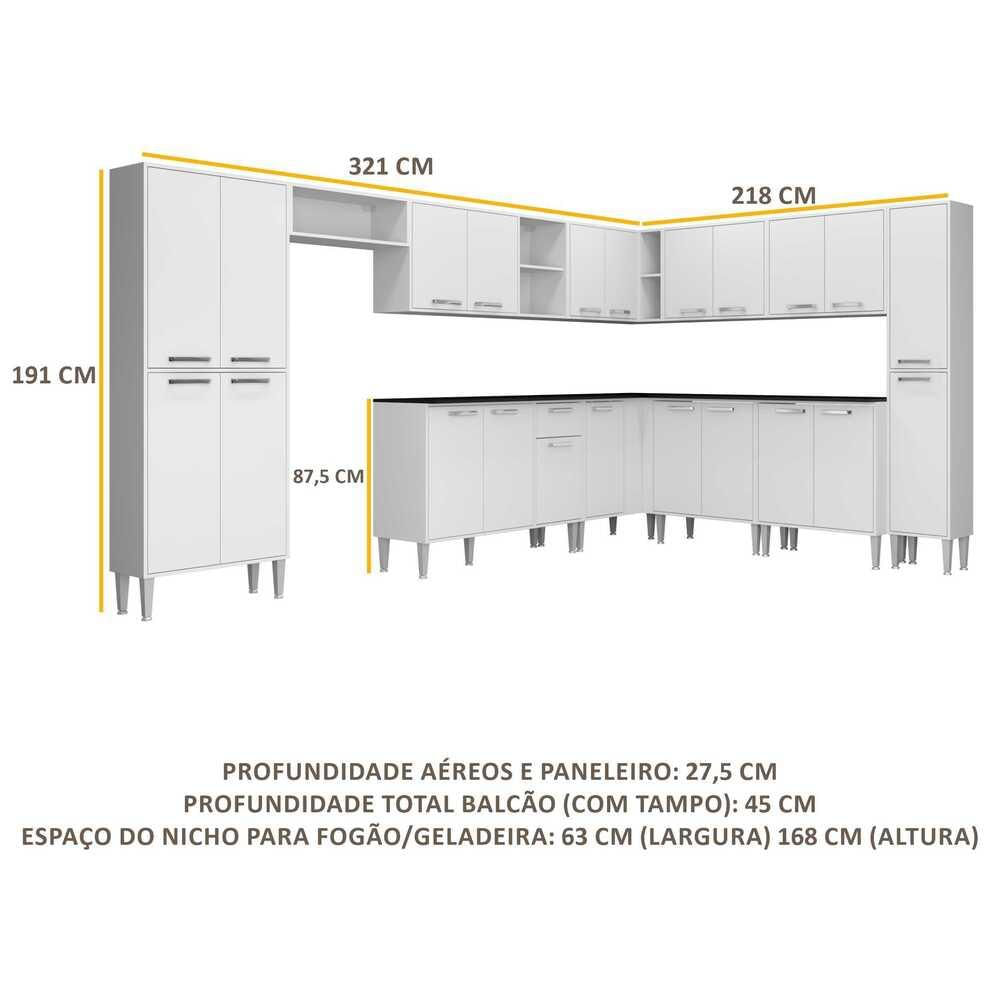 Armário de Cozinha Completa Multimóveis Xangai Pop FG3152 Branca