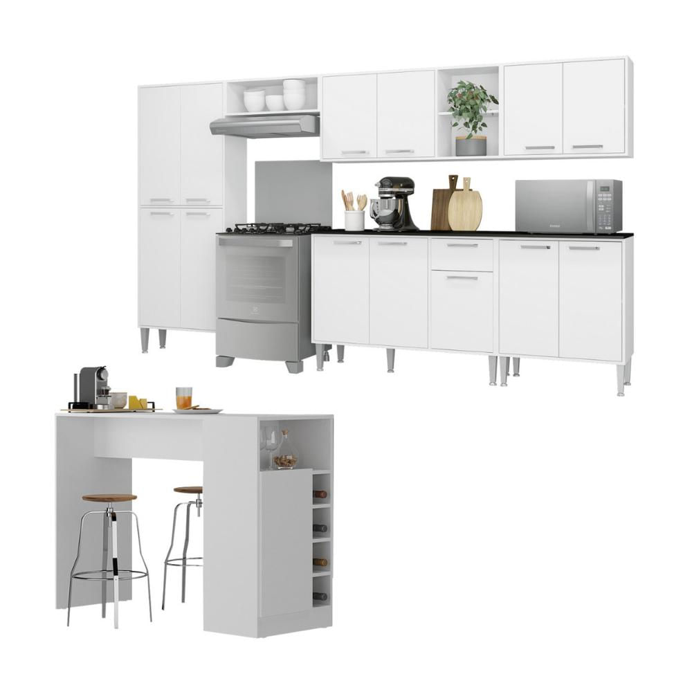 Armário de Cozinha Modulado com Bancada Americana Xangai Multimóveis MP2206