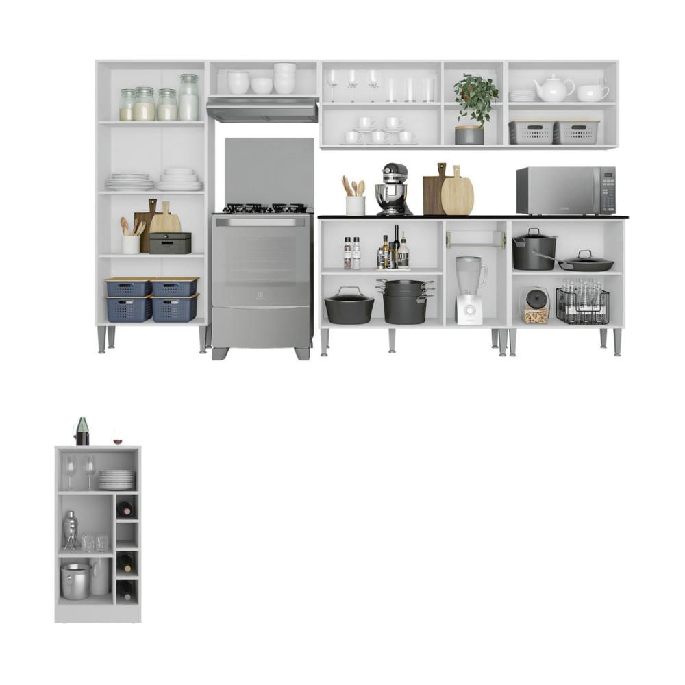 Armário de Cozinha Modulado com Bancada Americana Xangai Multimóveis MP2206 Branco