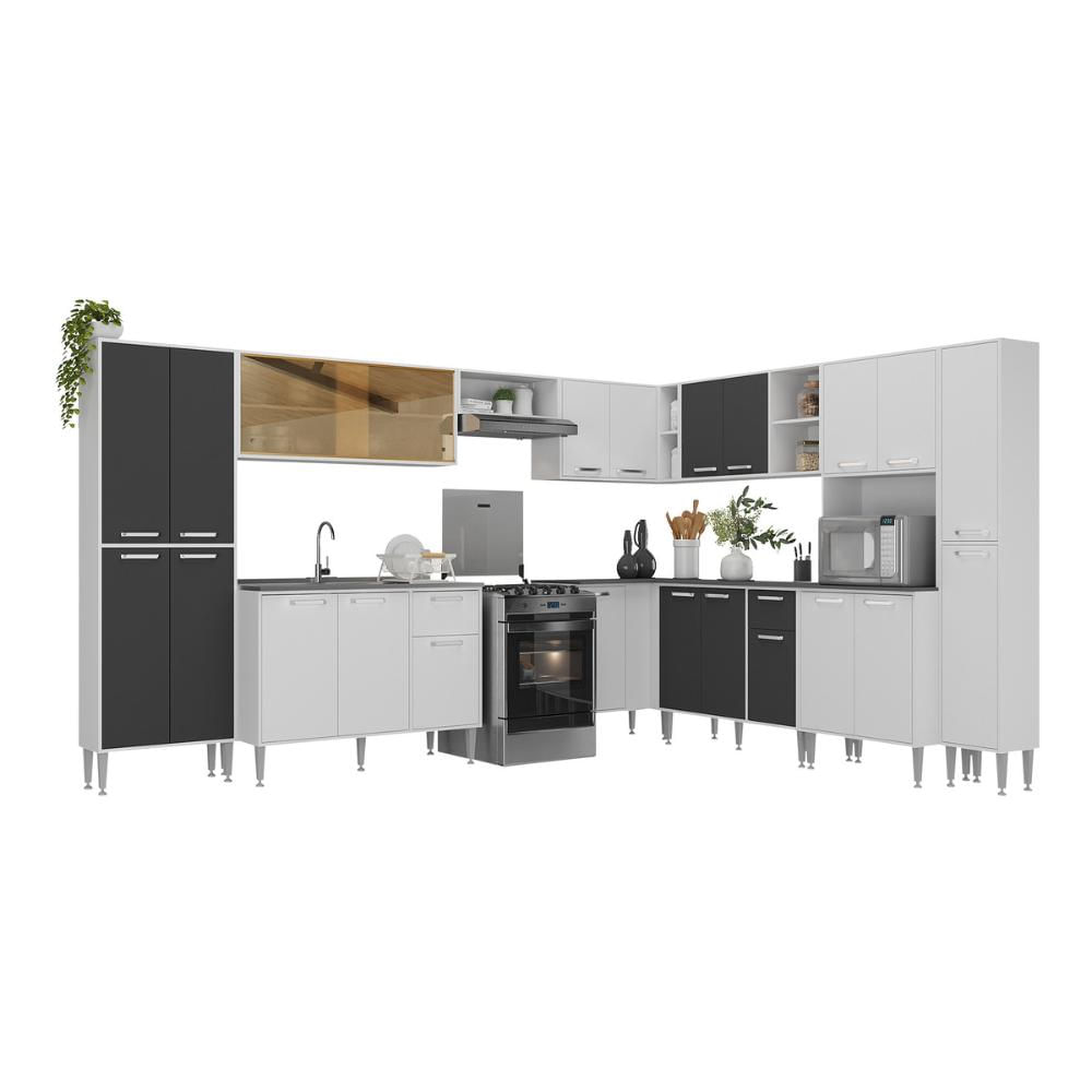 Cozinha Modulada Completa com Armário e Balcão 10 Pçs Siena Multimóveis MP2242