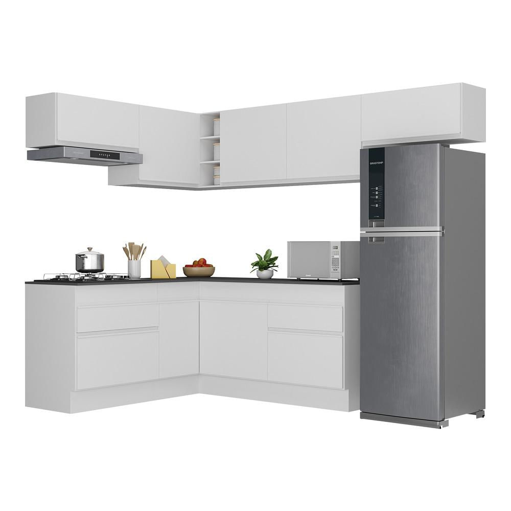 Armário de Cozinha Completa de Canto com Rodapé Veneza Multimóveis MP2104.891 Branco