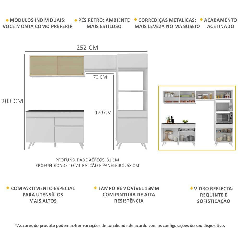 Armário de Cozinha Compacta 4 peças MP3692.891 Veneza Branco