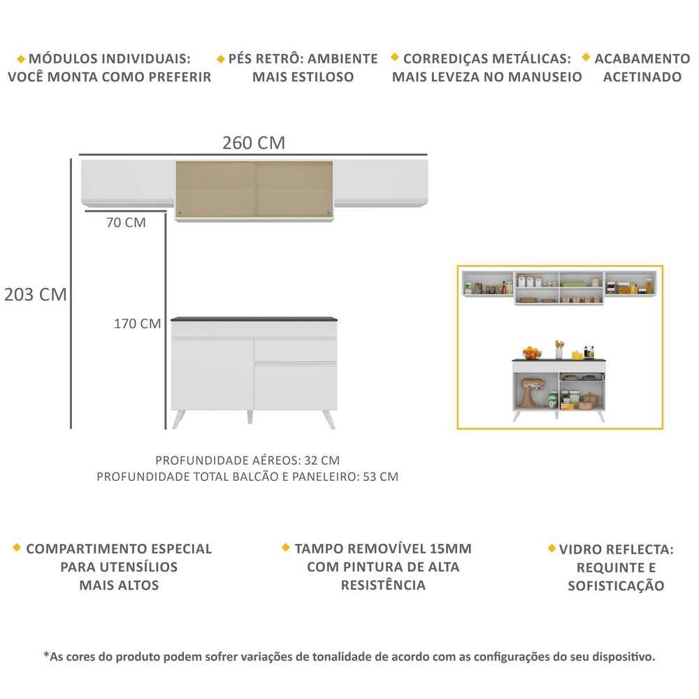 Armário de Cozinha Compacta 4 peças MP3698.891 Veneza Multimóveis Branco