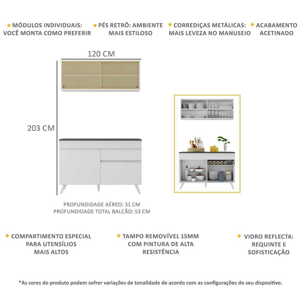 Armário de Cozinha Compacta 2 peças MP3688.891 Veneza Multimóveis Branco