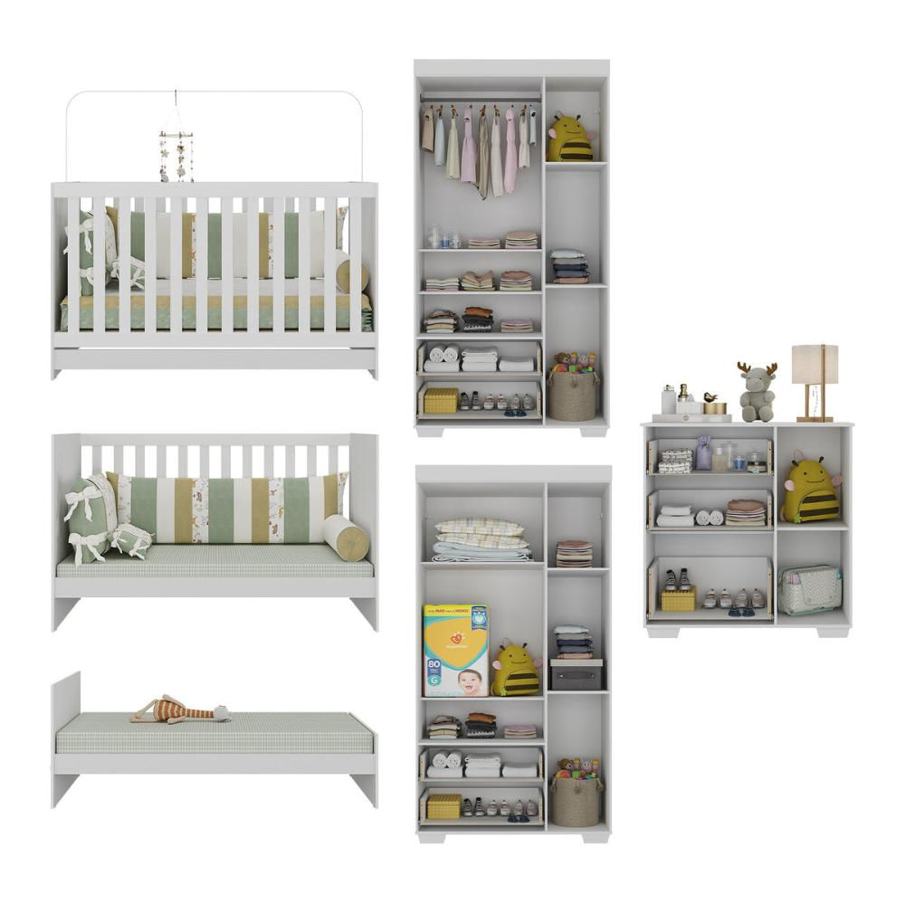 Quarto Infantil Completo Algodão Doce Multimóveis MP4252 Branco