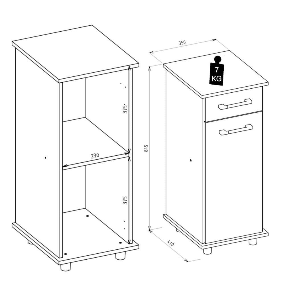 Balcão Multiuso 1 Porta e 1 Gaveta Multimóveis CR20263 Branco