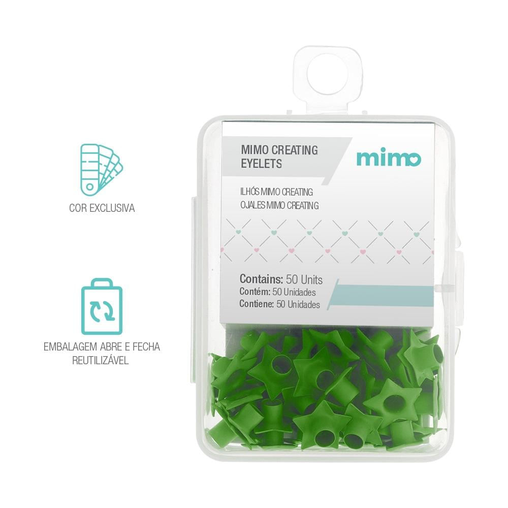 Ilhós Mimo Creating - Estrela - Verde Abacate - 4,5 mm - 50 Unids