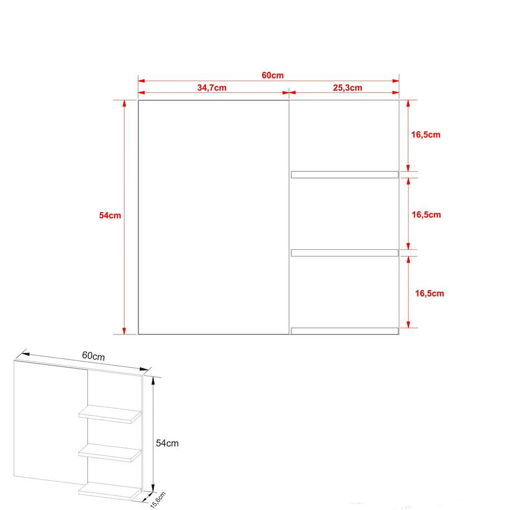 Espelheira para Banheiro 60cm Multimóveis CR10088 Amêndoa