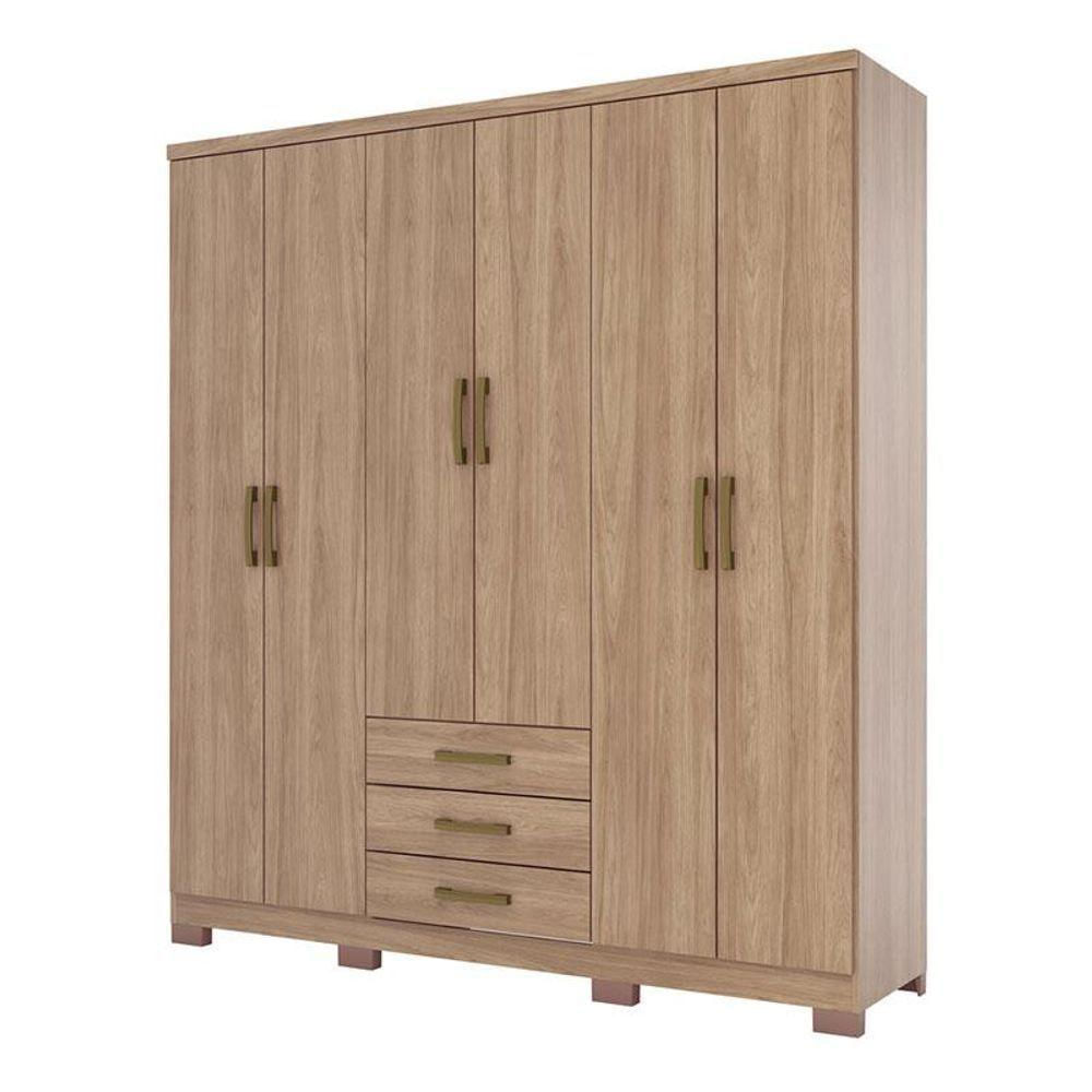 Guarda Roupa Casal Caju 6 Portas Jequitibá Brilho - Henn