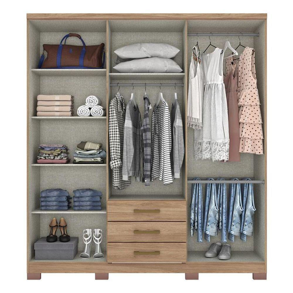 Guarda Roupa Casal Caju 6 Portas Jequitibá Brilho - Henn