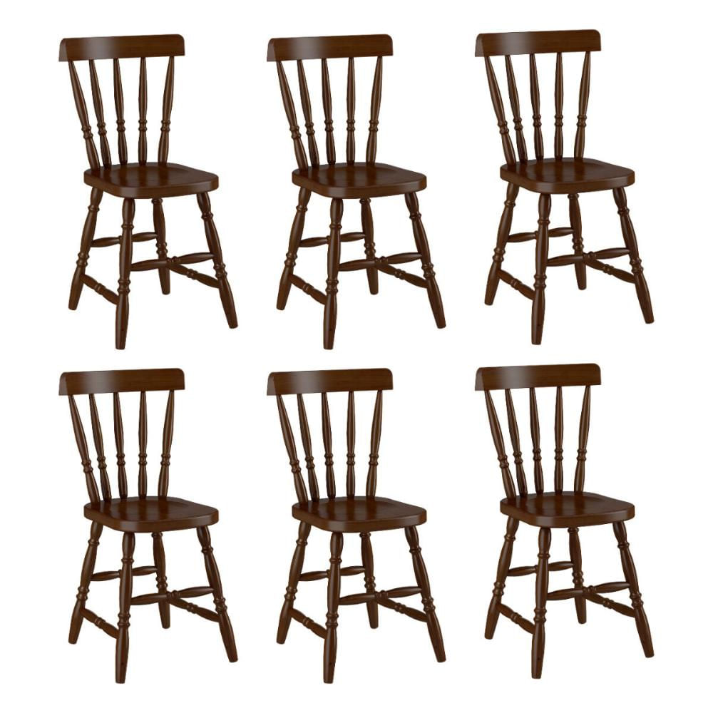 Conjunto com 6 Cadeiras de Jantar Madeira Maciça Multimóveis CR50089