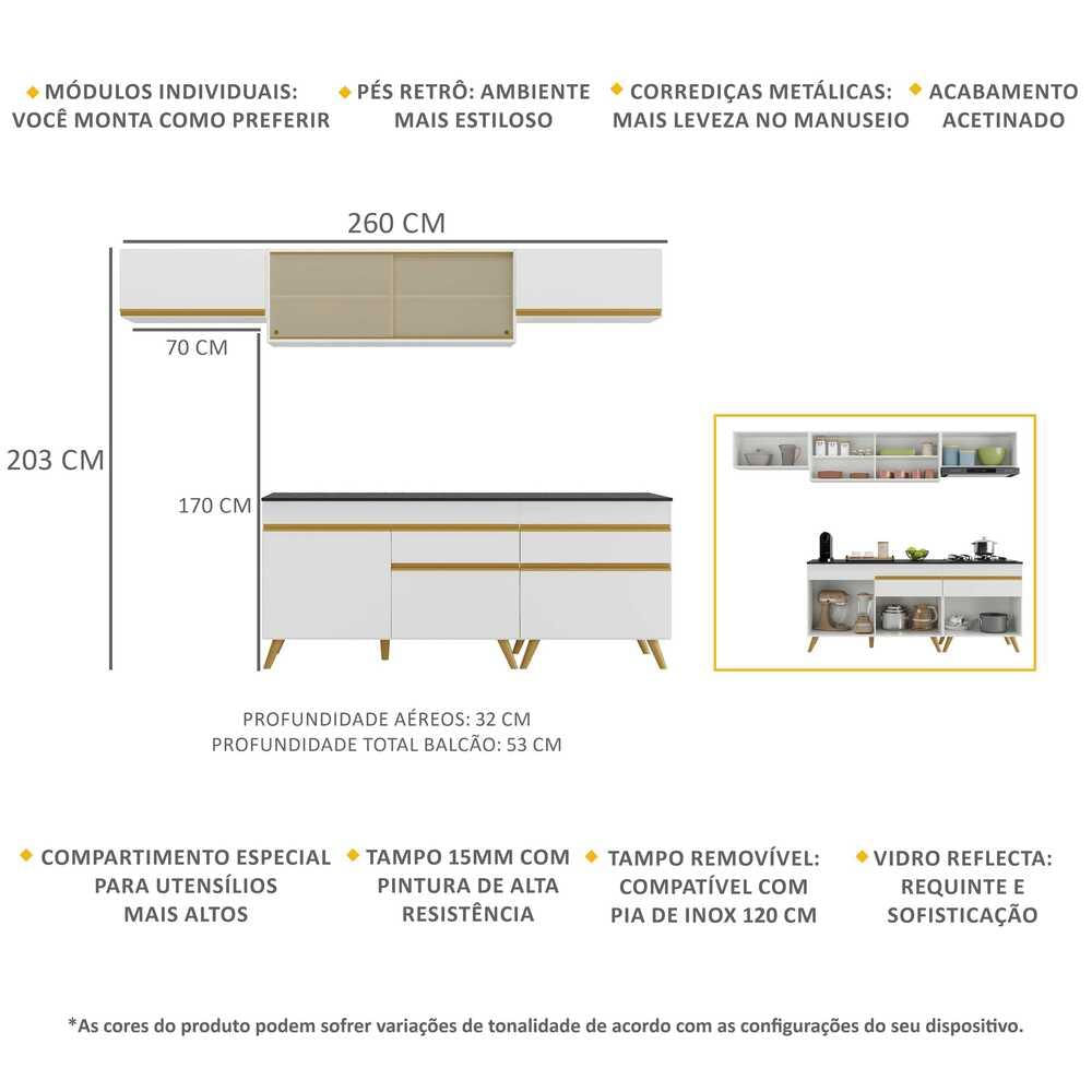 Armário de Cozinha Completa Multimóveis Veneza GW FG3710 Branca