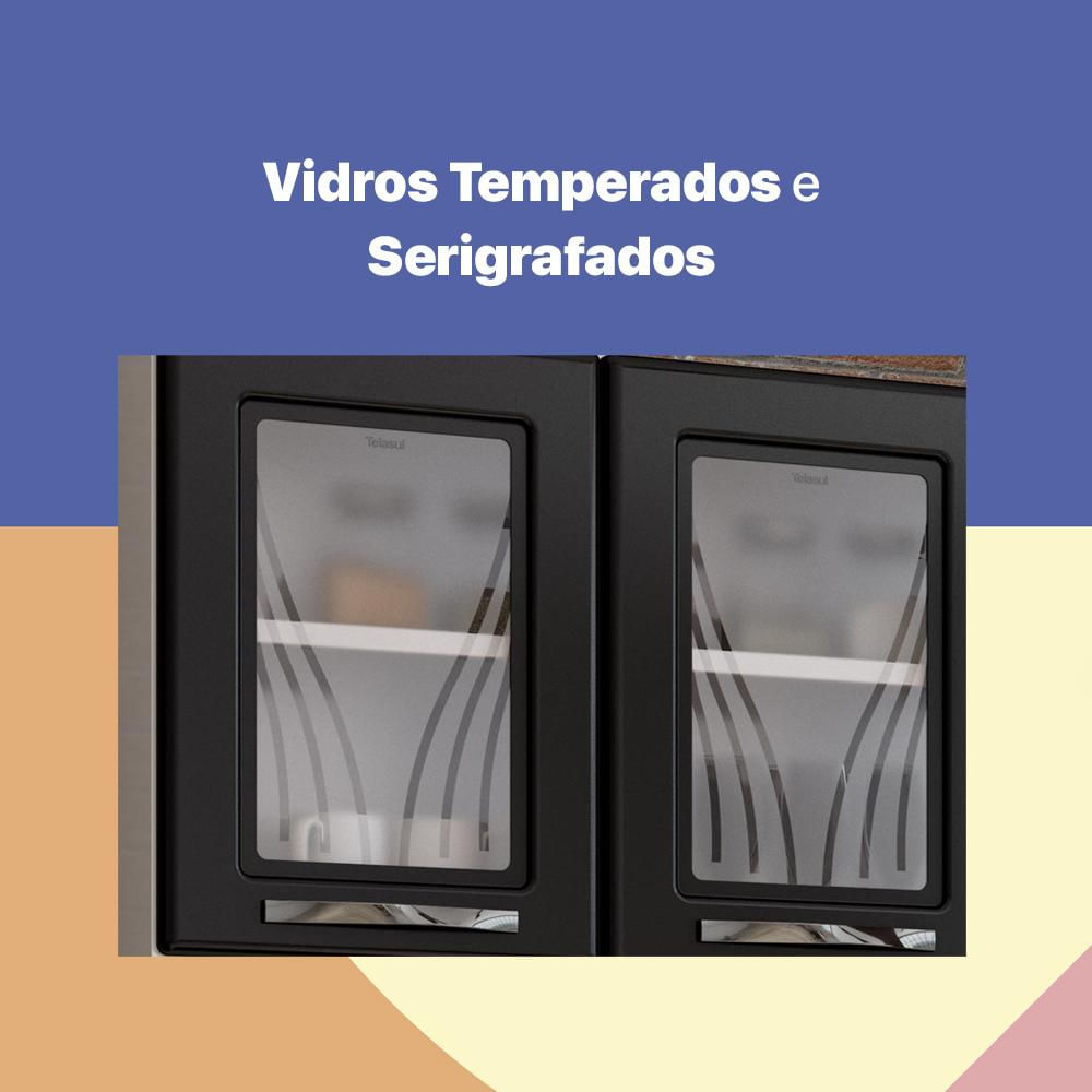 Armário de Cozinha de Aço Kit Triplo 120cm Clara Multimóveis CR6151 Branco/Preto