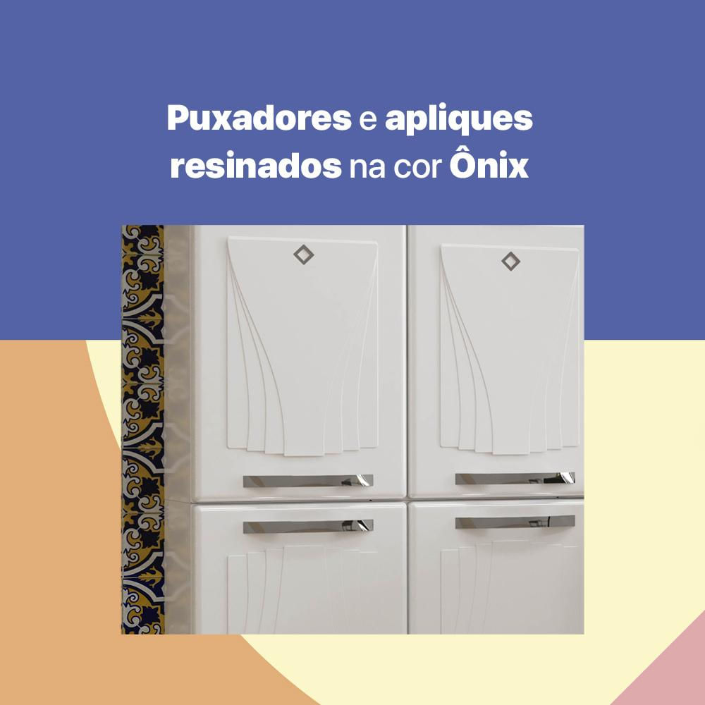 Armário de Cozinha de Aço Compacta Clara Multimóveis 3 Peças CR6153 Branco/Preto