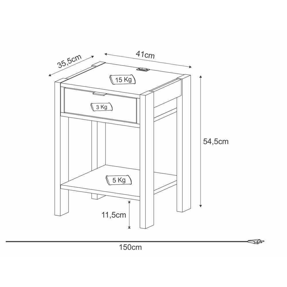 Mesa de Cabeceira Multimóveis VCR35003 Branco