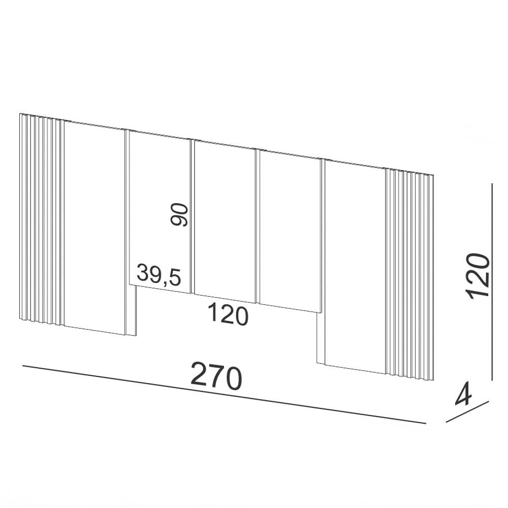 Cabeceira de Madeira para Cama Box Casal 270cm 100% MDF TW184 Off White/Freijó - Dalla Costa