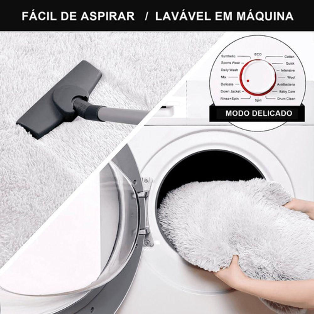 Tapete Sala Felpudo Peludo Branco Redondo 200 Cm