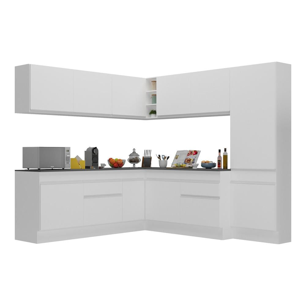 Armário de Cozinha Completa de Canto com Rodapé Veneza Multimóveis MP2102.891 Branco