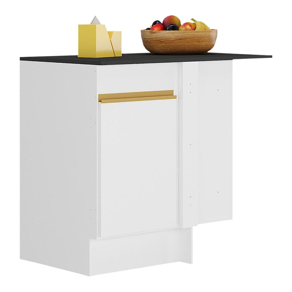 Balcão Cozinha com Rodapé de Canto 1 Porta Veneza GW Multimóveis MP2120 Branco