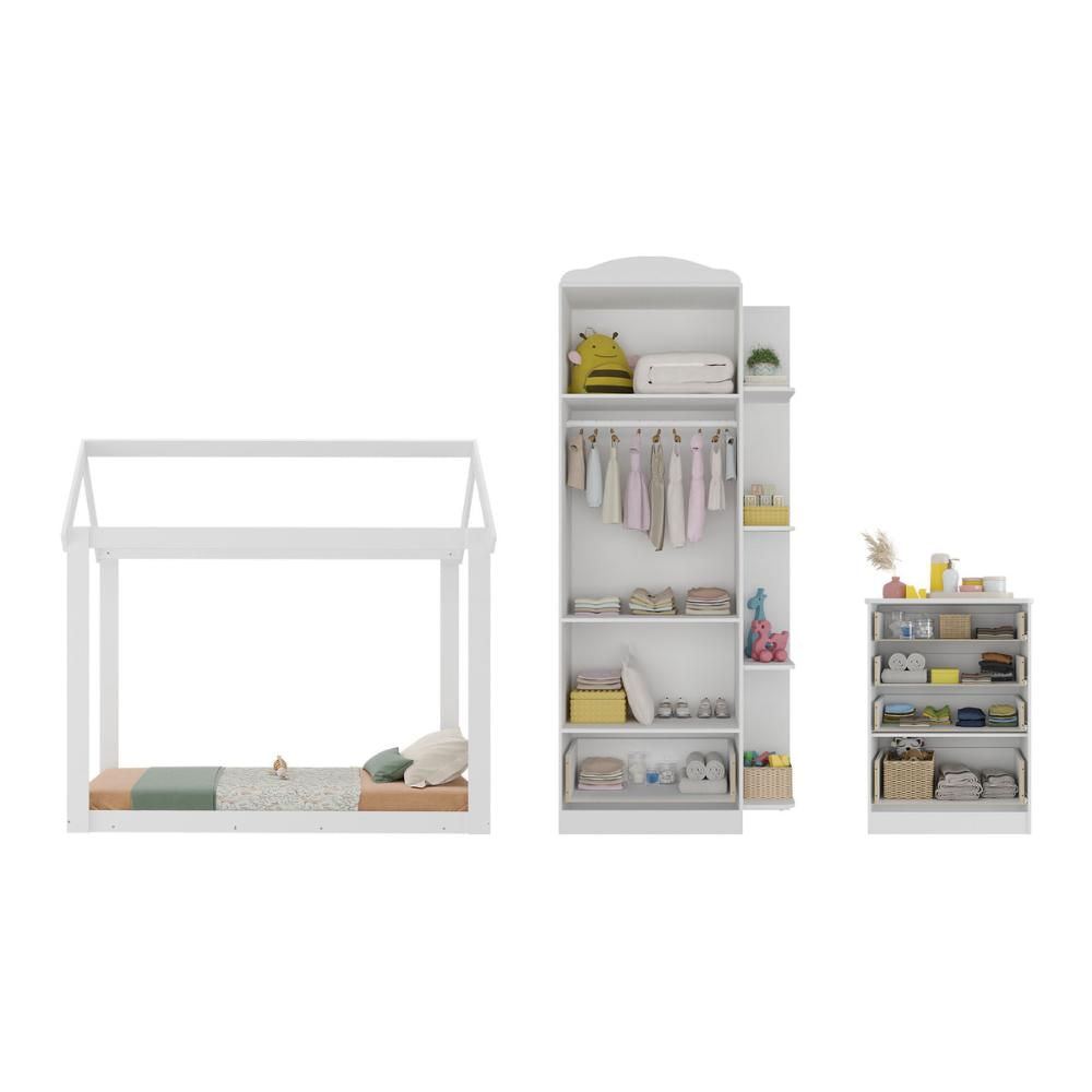 Quarto Infantil com Cama Montessoriana e Colchão Incluso João e Maria Multimóveis MX4266 Branco