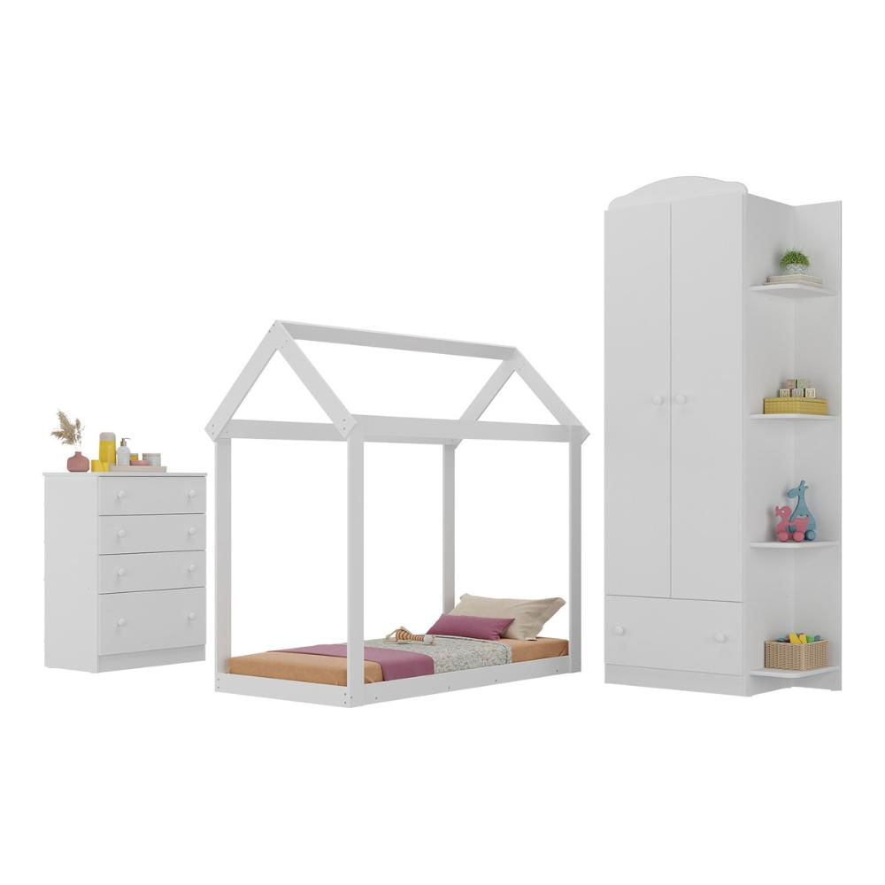 Quarto Infantil com Cama Montessoriana e Colchão Incluso João e Maria Multimóveis MX4266