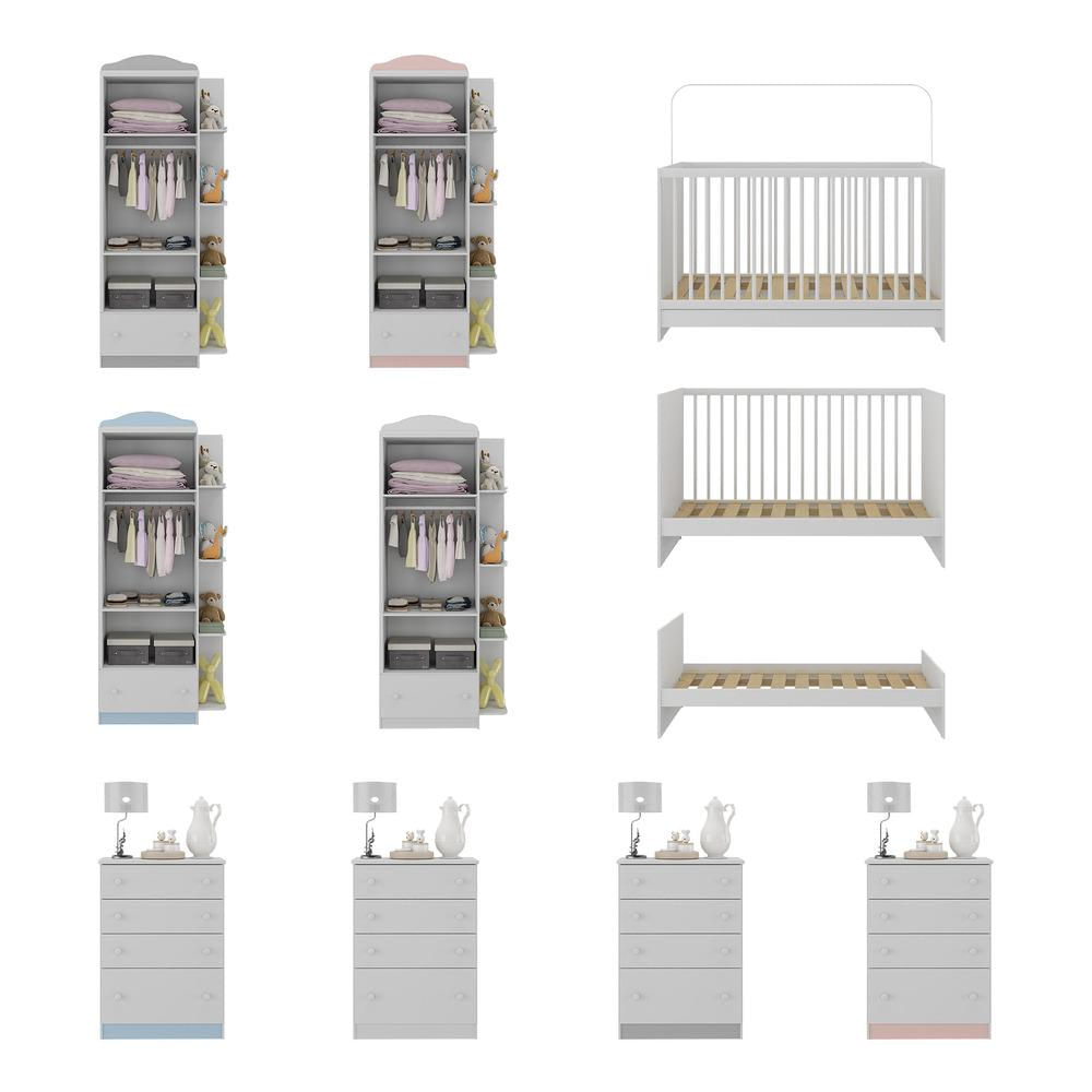 Quarto de Bebê Completo com Berço 3 em 1 com Colchão Multimóveis MP4154 Branco