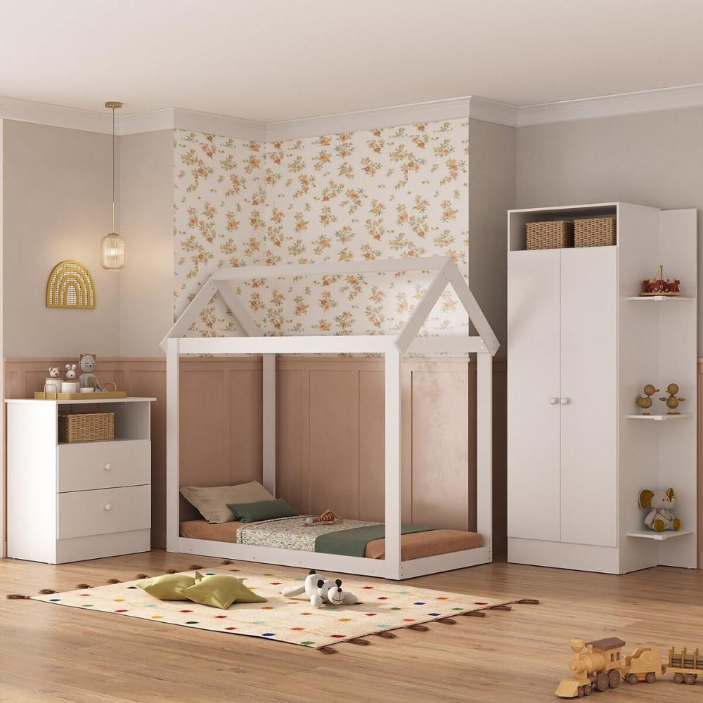 Quarto Infantil com Cama Montessoriana e Colchão Incluso Encanto Multimóveis MX4284 Branco