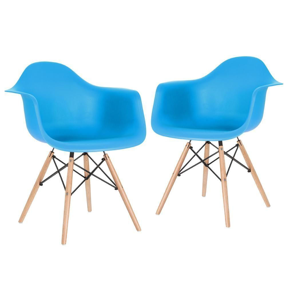 2 Cadeiras Charles Eames Eiffel Daw Clara Azul Céu