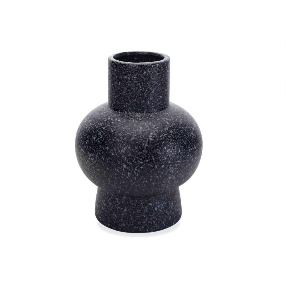 Vaso Decorativo Em Cerâmica Flocos Preto 20x13 Cm - D'rossi