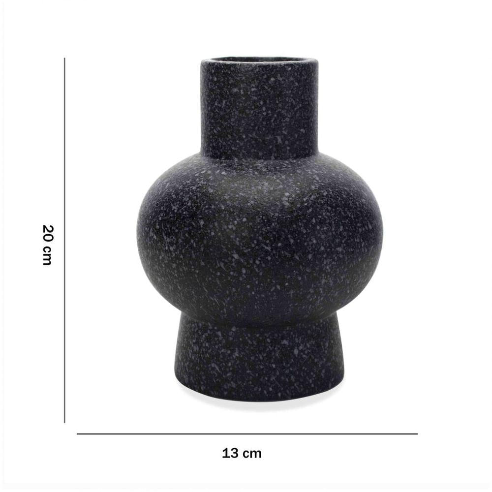 Vaso Decorativo Em Cerâmica Flocos Preto 20x13 Cm - D'rossi