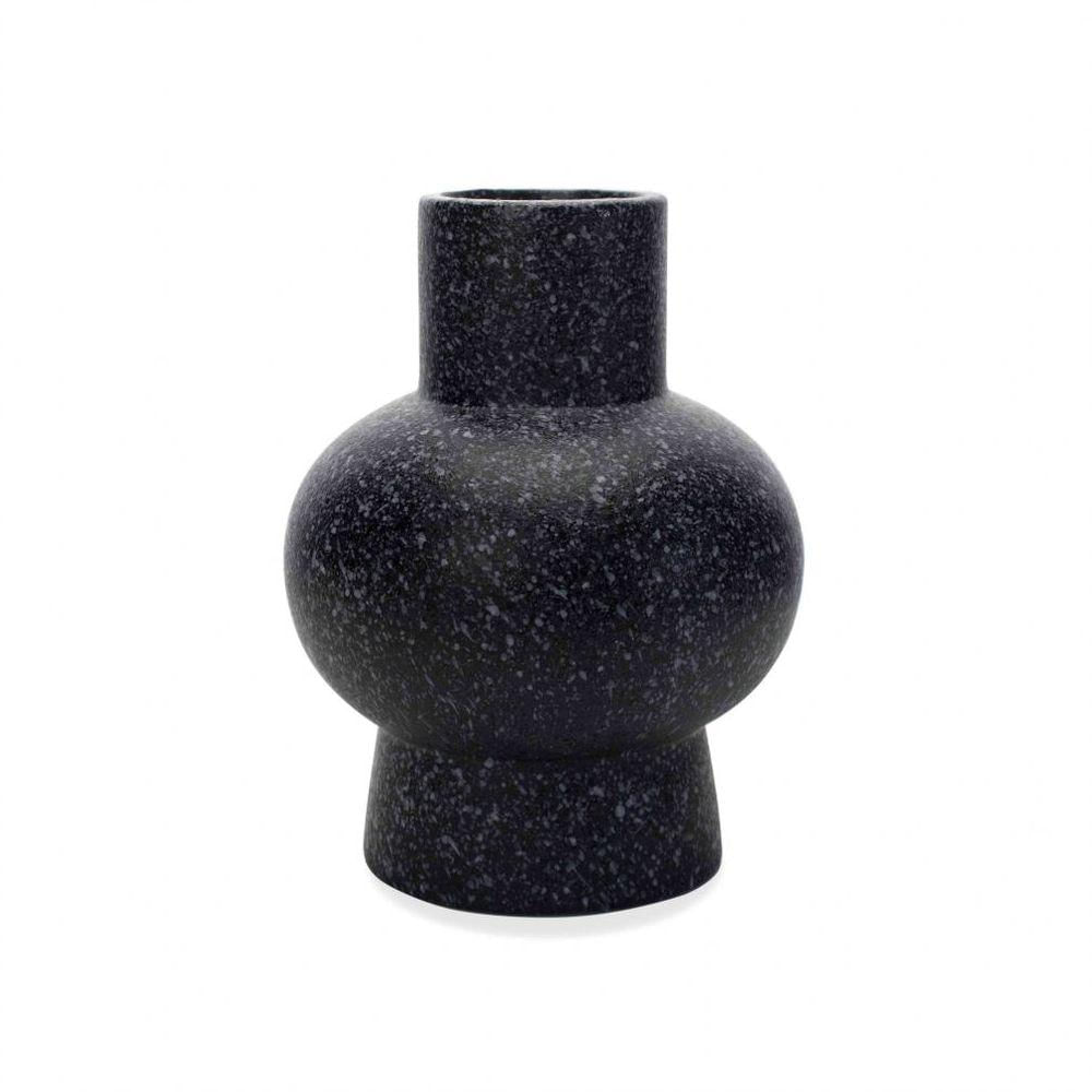 Vaso Decorativo Em Cerâmica Flocos Preto 20x13 Cm - D'rossi