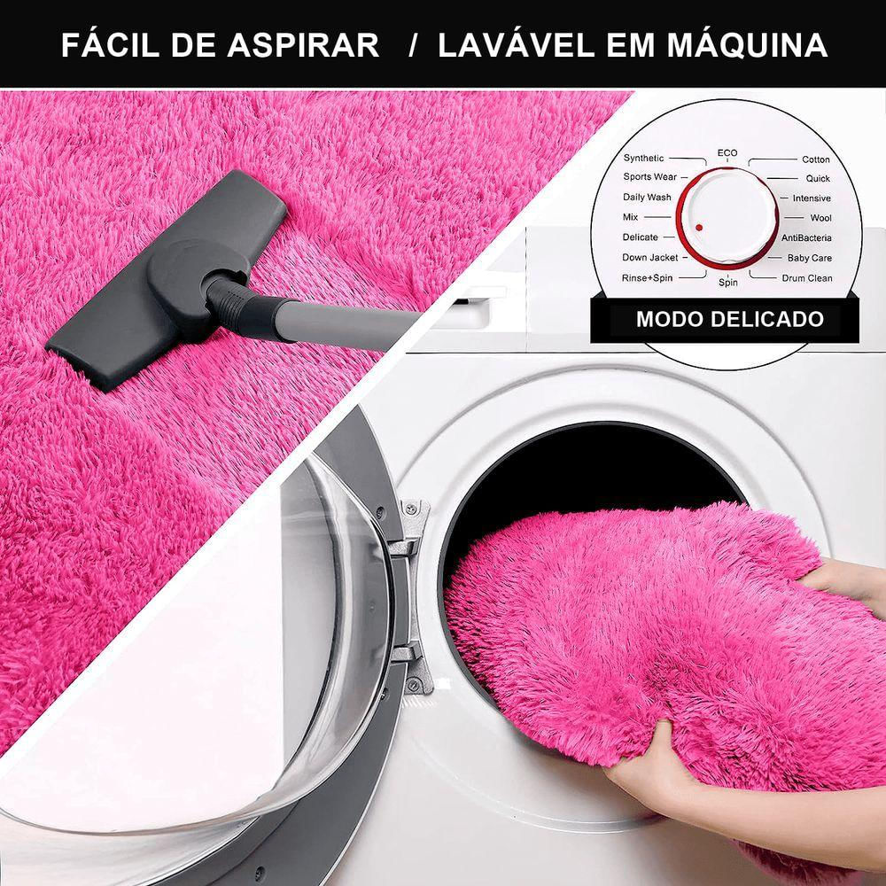 Jogo Kit Tapete Cozinha Anti Derrapante 3 Uni Rosa