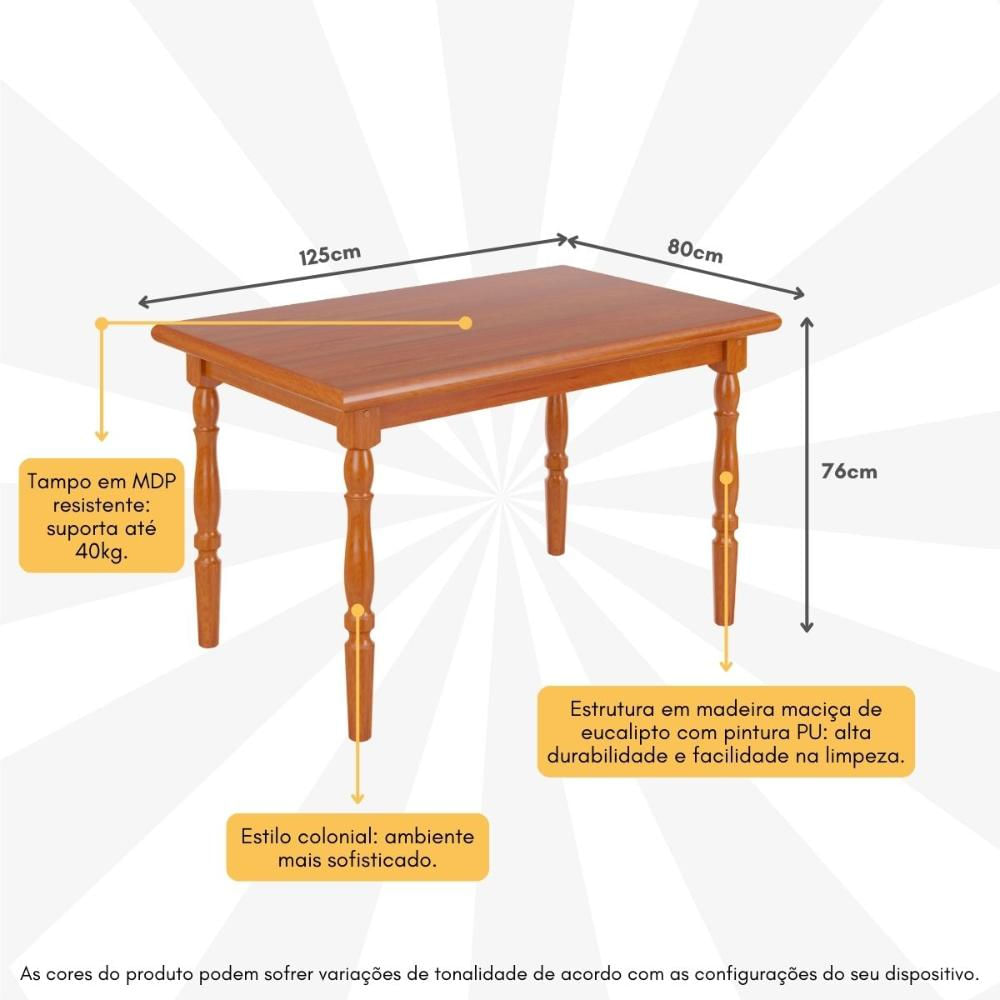 Mesa de Jantar 125cm Multimóveis CR20277 Mel