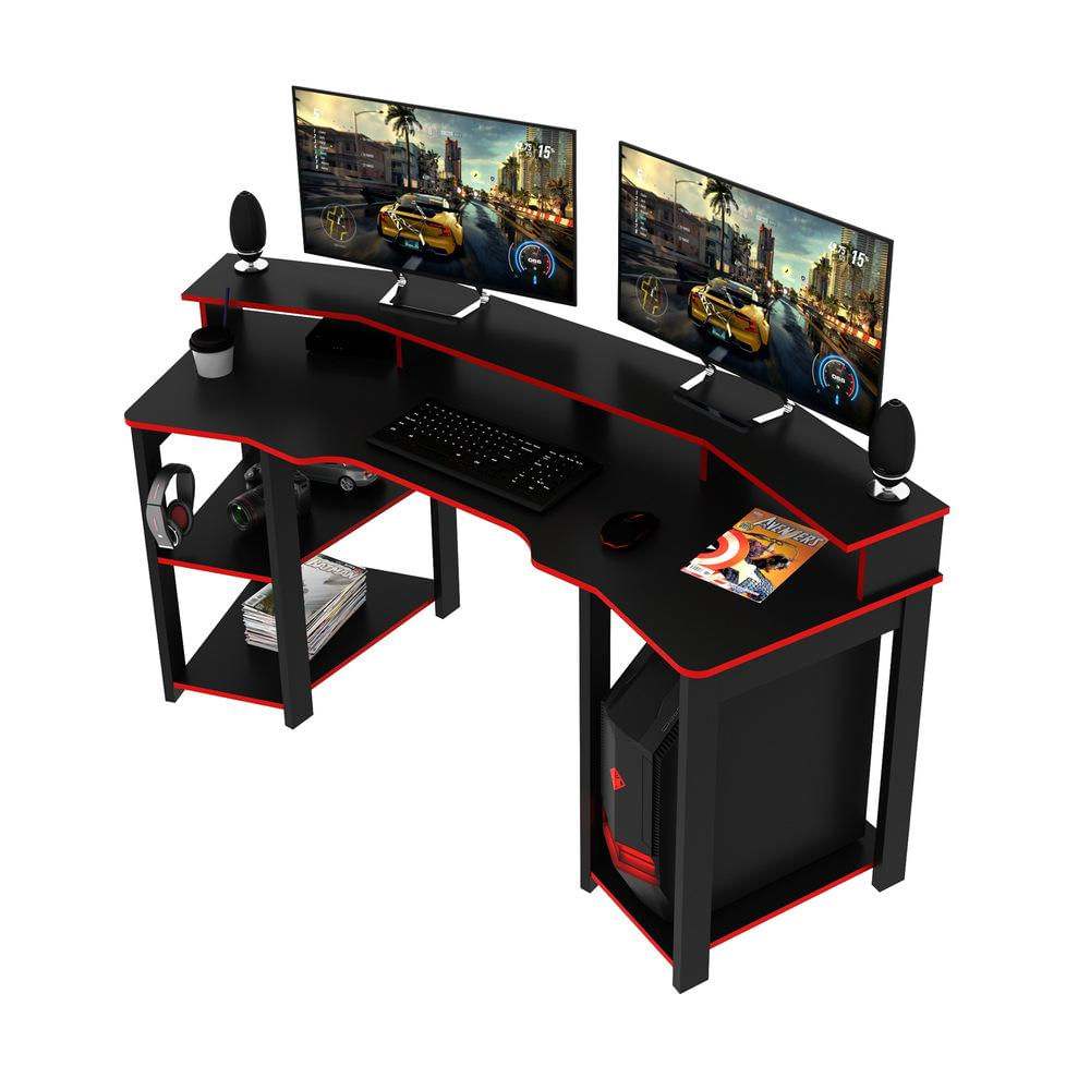 Mesa Gamer Multimóveis CR25062 Preta/Vermelha