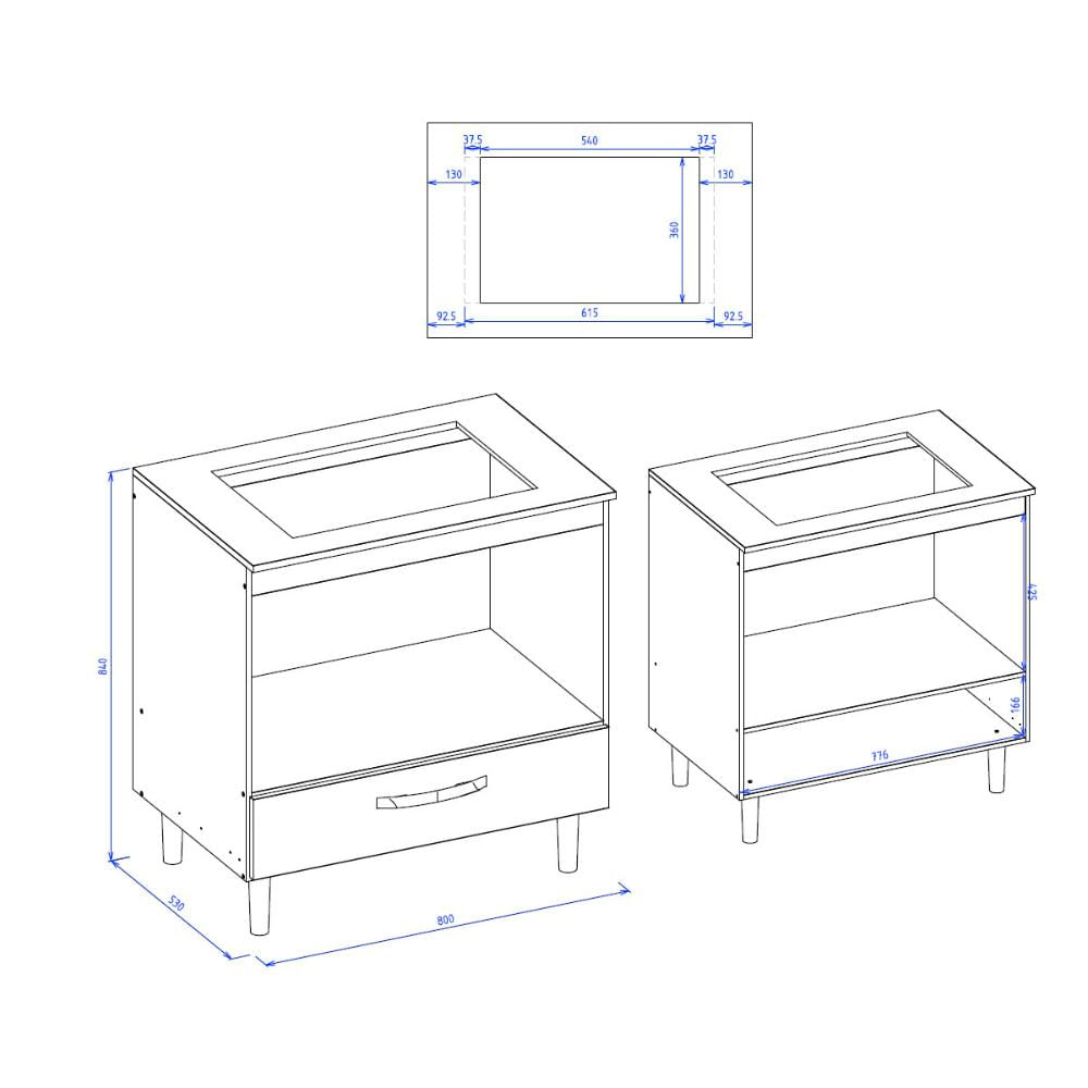 Balcão de Cozinha para Cooktop 80cm Multimóveis CR20265 Branco