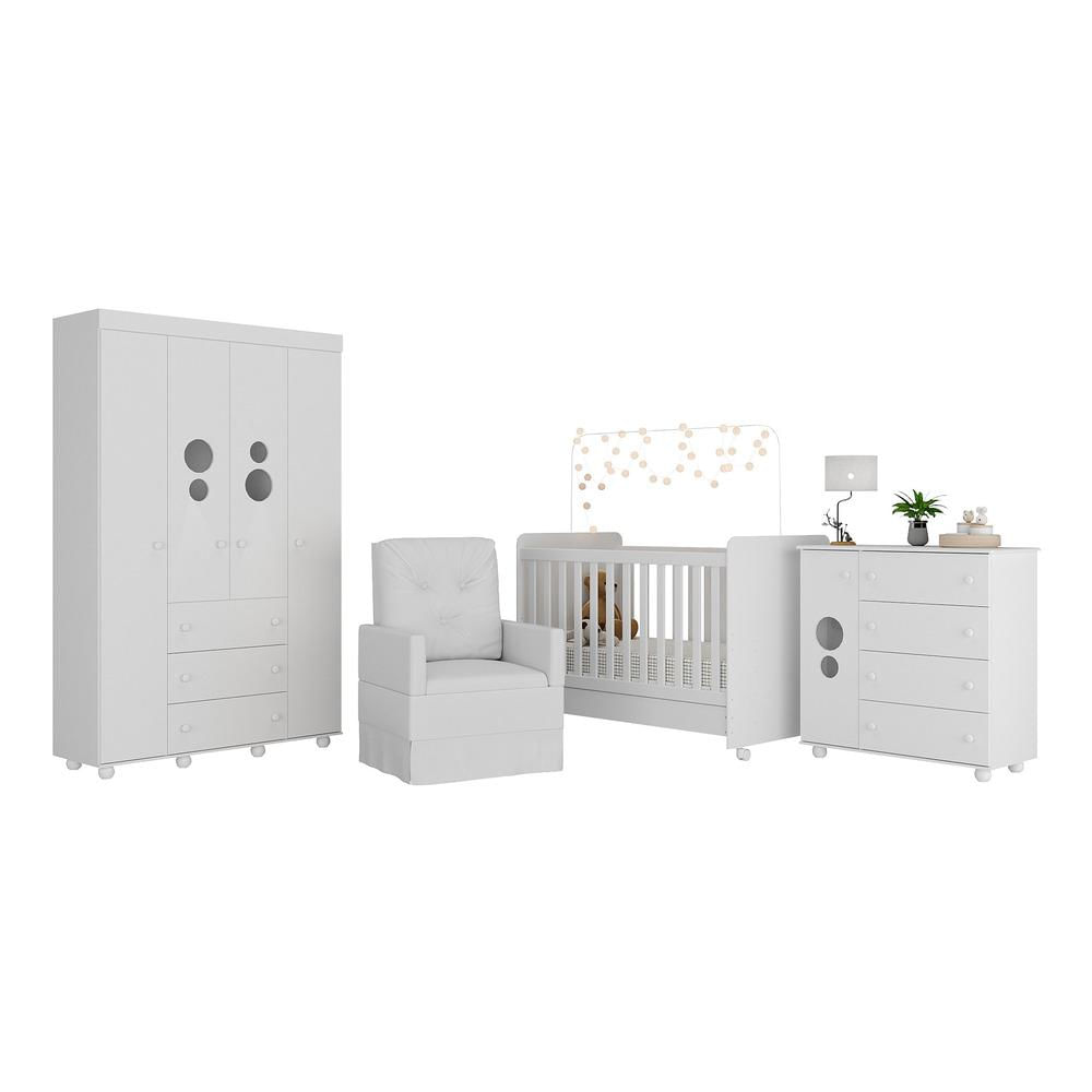 Quarto Completo com Poltrona de Amamentação Pimpolho Multimóveis MP4073 Branco