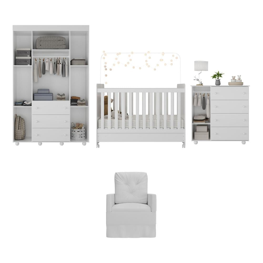 Quarto Completo com Poltrona de Amamentação Pimpolho Multimóveis MP4073 Branco