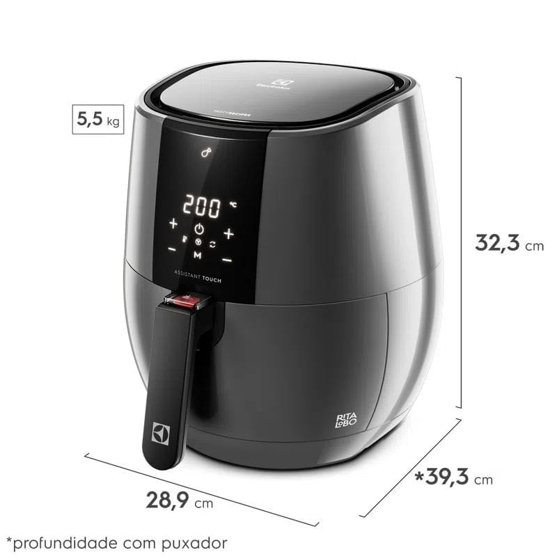 Air Fryer Electrolux por Rita Lobo 3,2L Digital Cinza Experience Com Função Virar 1400W (EAF20) 220V