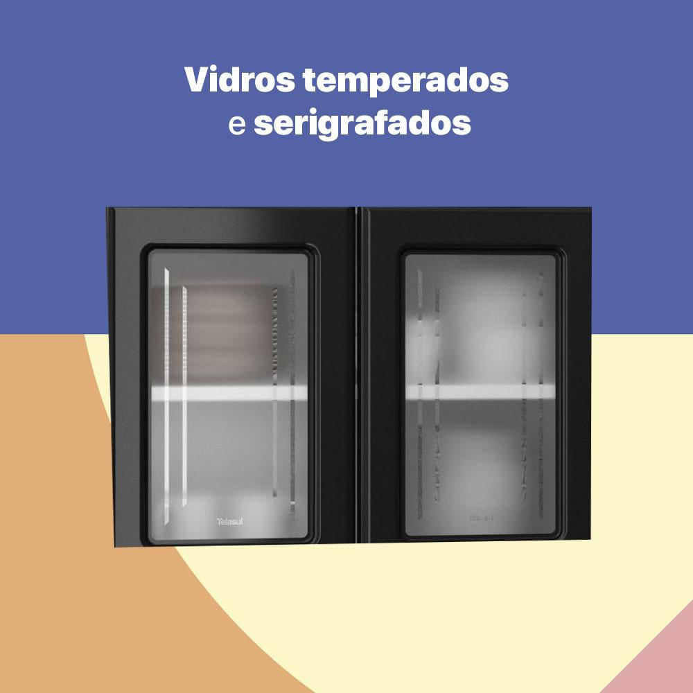 Armário de Cozinha de Aço Compacta 3 Peças Rose Multimóveis CR6104 Branco/Preto