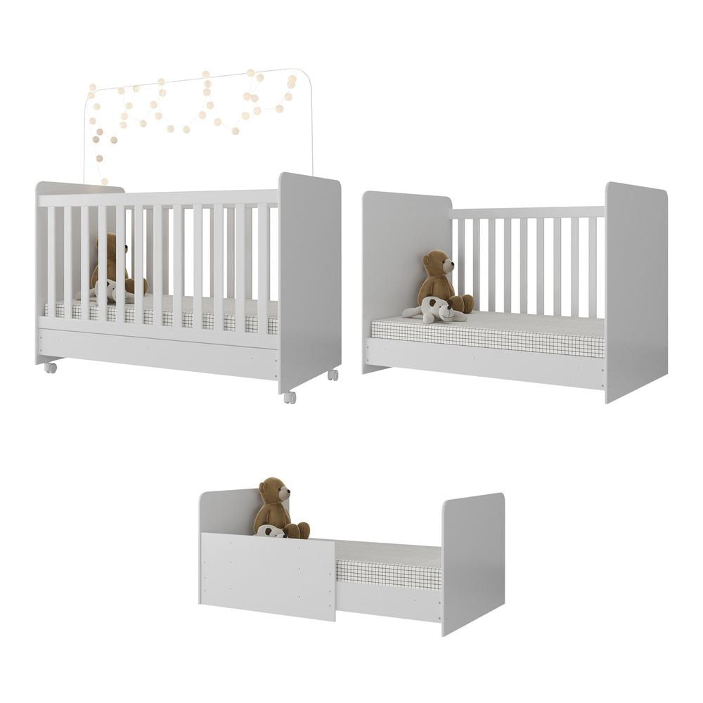 Quarto Completo Pimpolho com berço 3 em 1 com rodízios Multimóveis Branco