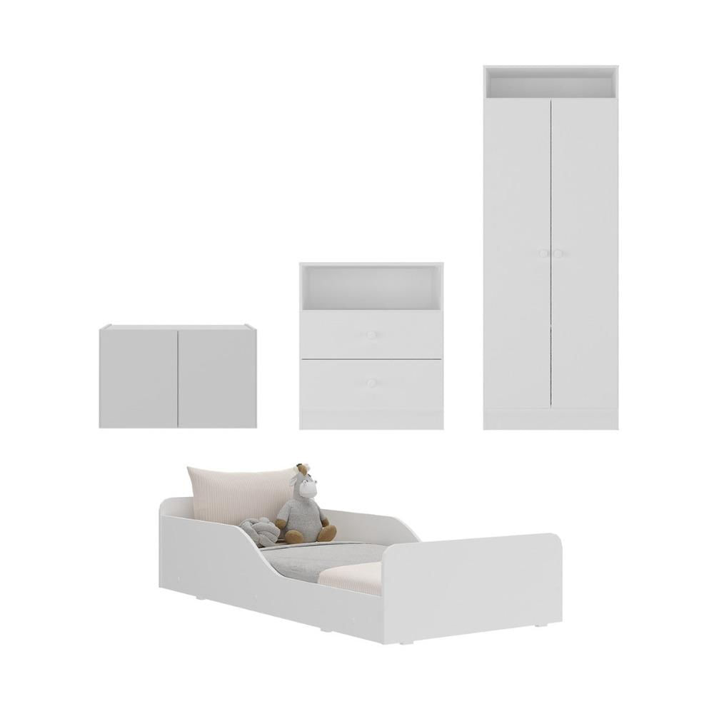 Quarto Infantil Completo c/ Minicama e Mesa Cabeceira Multimóveis MP4204 Branco