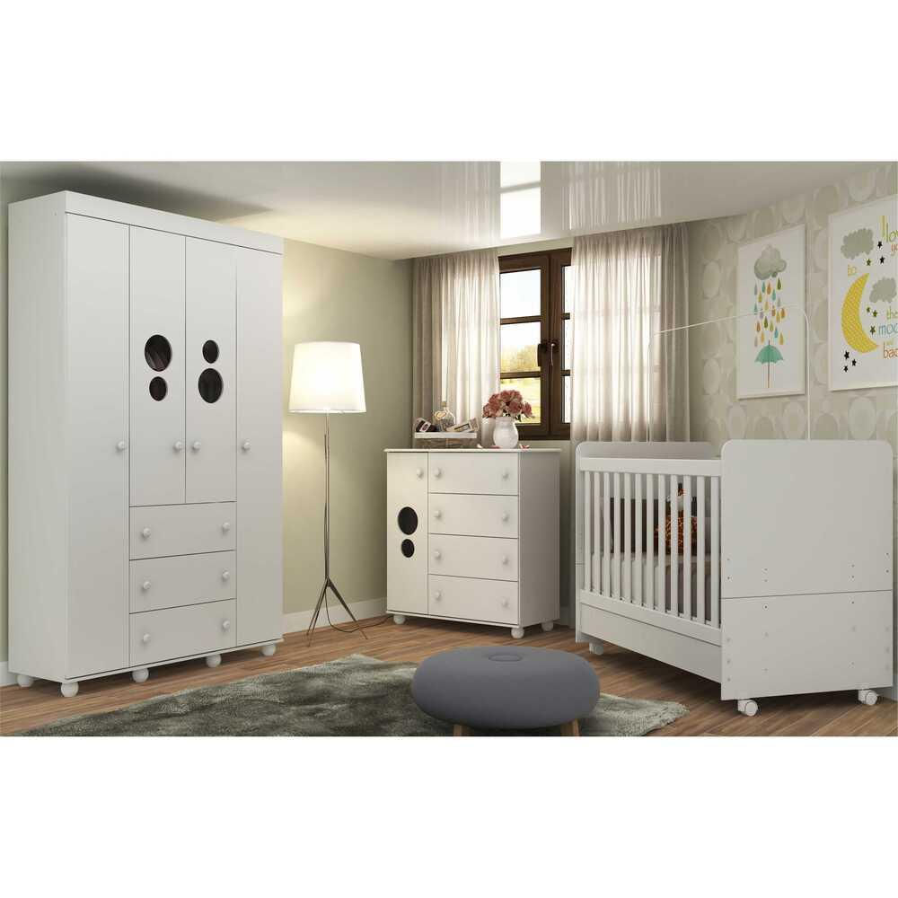 Quarto Completo Infantil com Colchão Incluso Pimpolho Multimóveis Branco