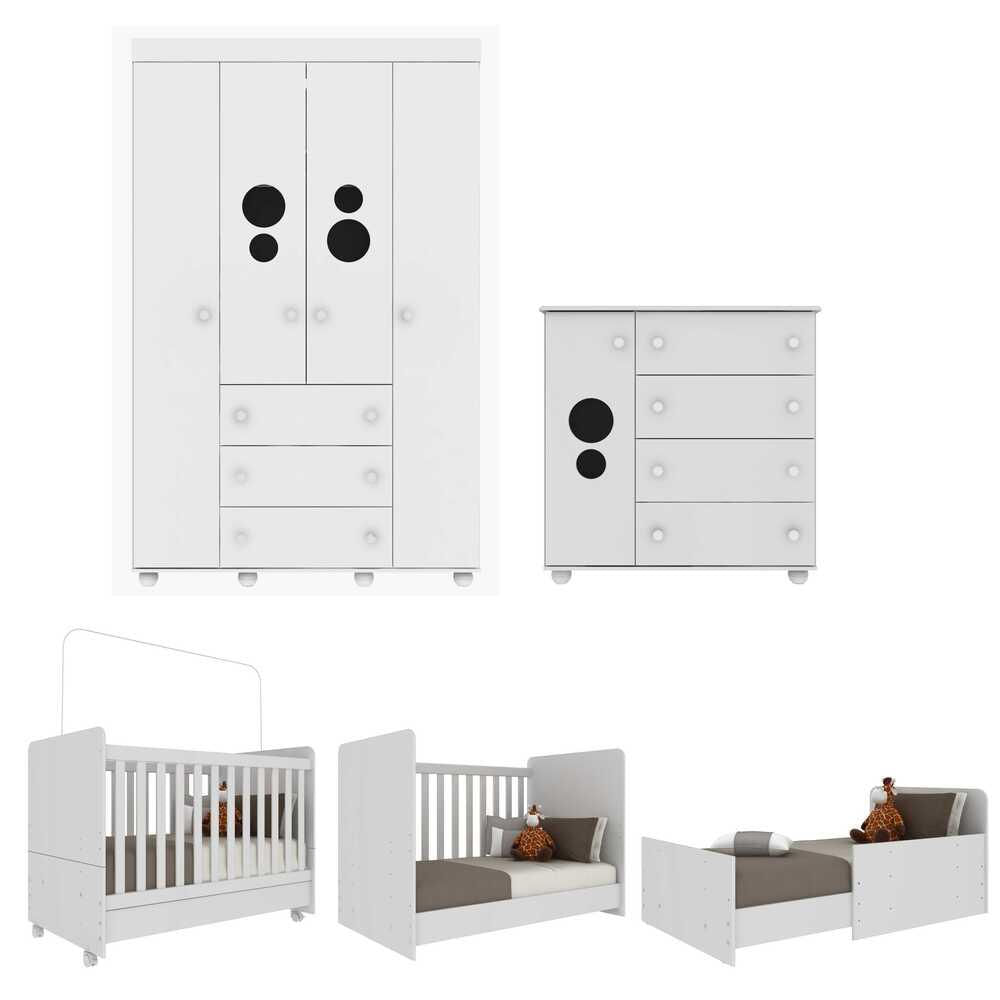 Quarto Completo Infantil com Colchão Incluso Pimpolho Multimóveis Branco