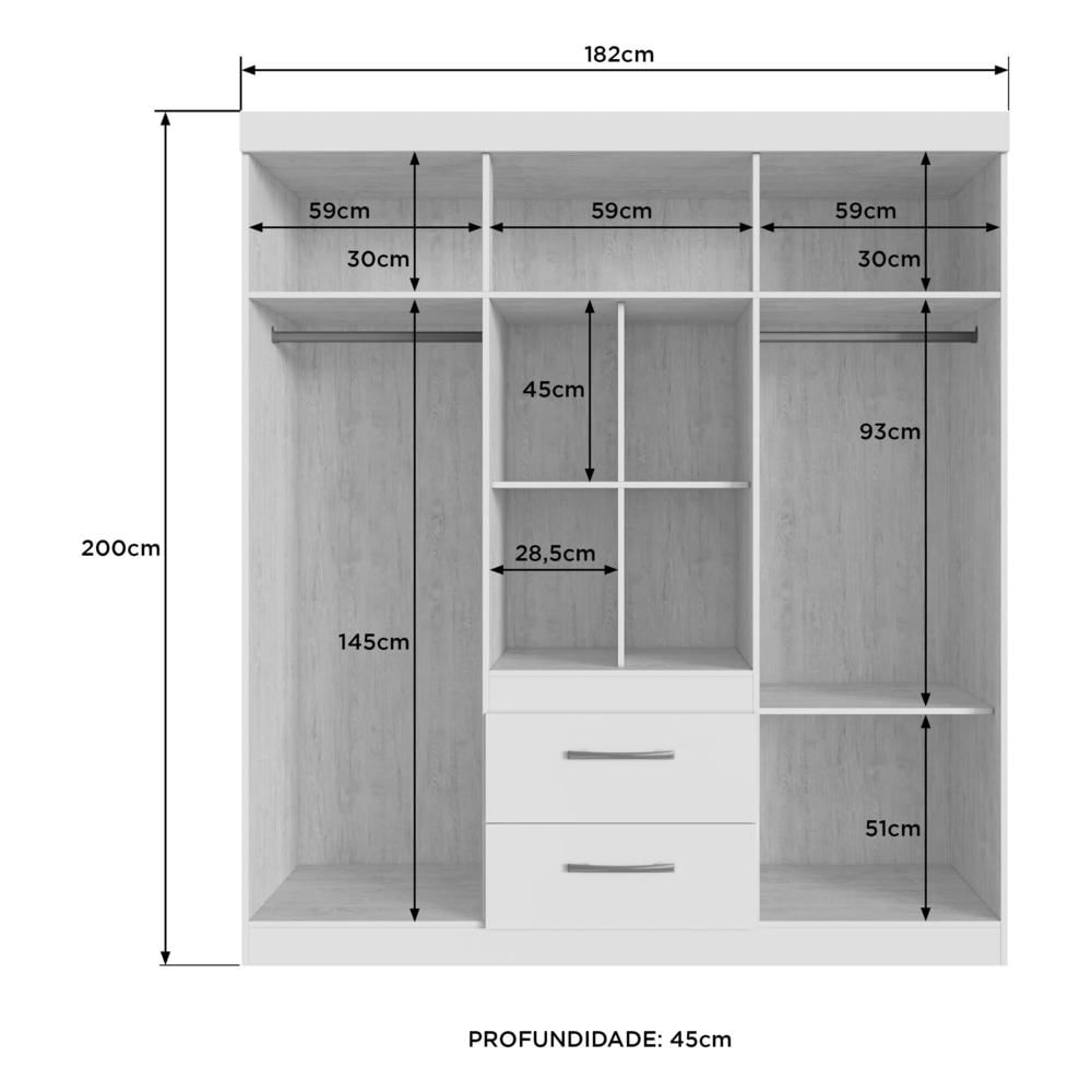 Guarda-Roupas 6 Portas 2 Gavetas Multimóveis CR35114 Branco