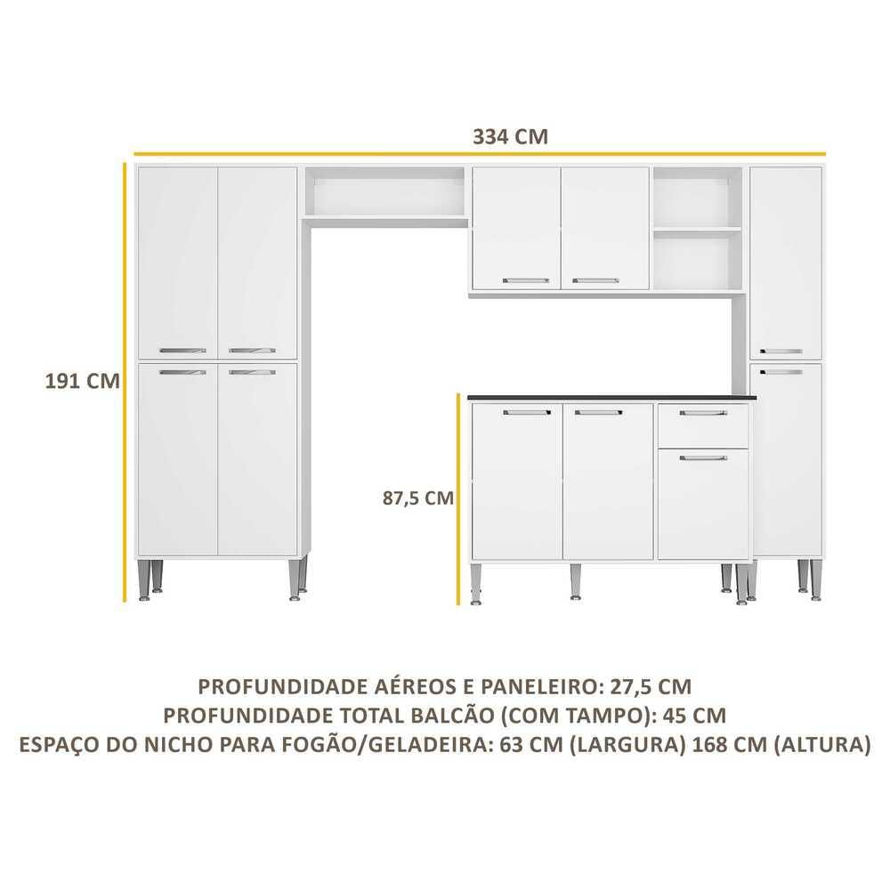 Armário de Cozinha Compacta Multimóveis Xangai Classic FG3156 Branca