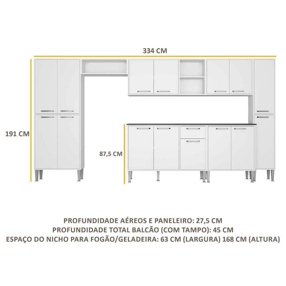 Armário de Cozinha Compacta Multimóveis Xangai Blues FG3155 Branca