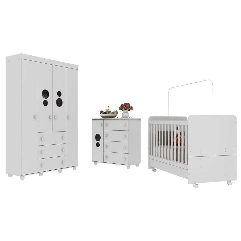 Quarto Completo Infantil com Colchão Incluso Multimóveis Pimpolho FG3571 Branco