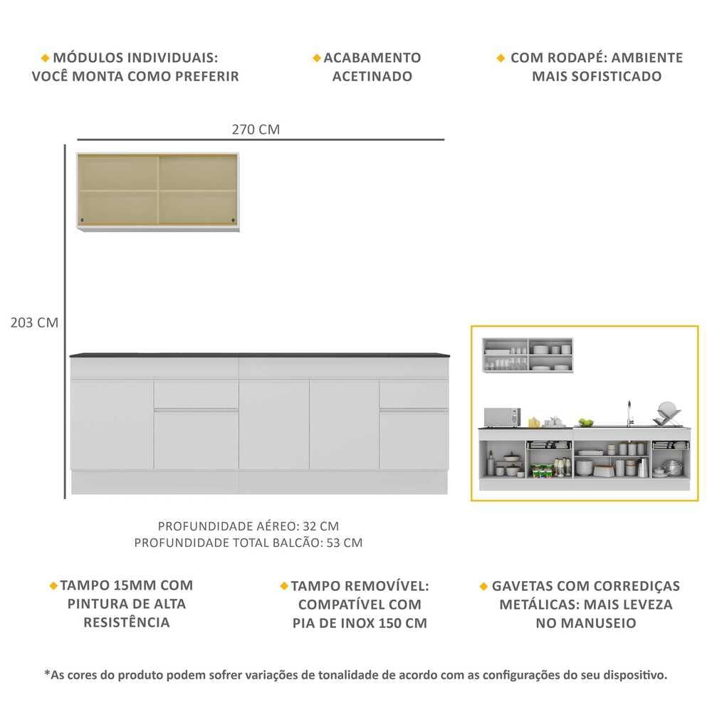 Armário de Cozinha Compacta com Rodapé Veneza Multimóveis MP2112.891 Branco