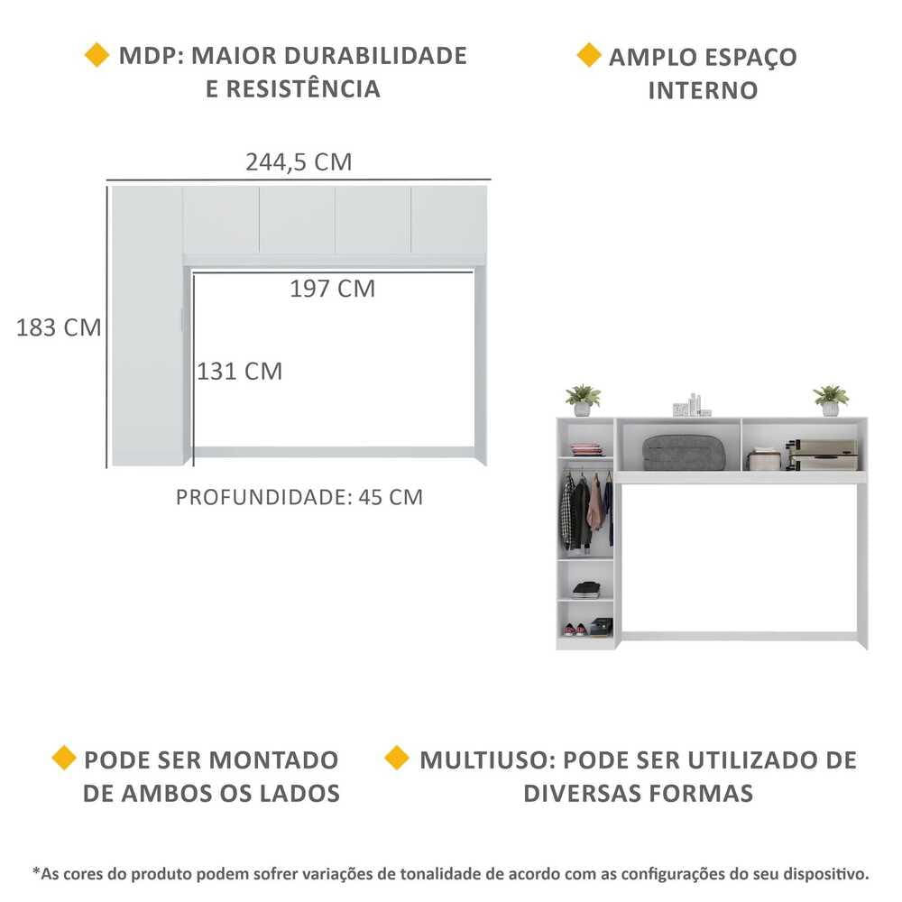 Guarda-Roupas 5 Portas Dublin Multimóveis MP4021 Branco