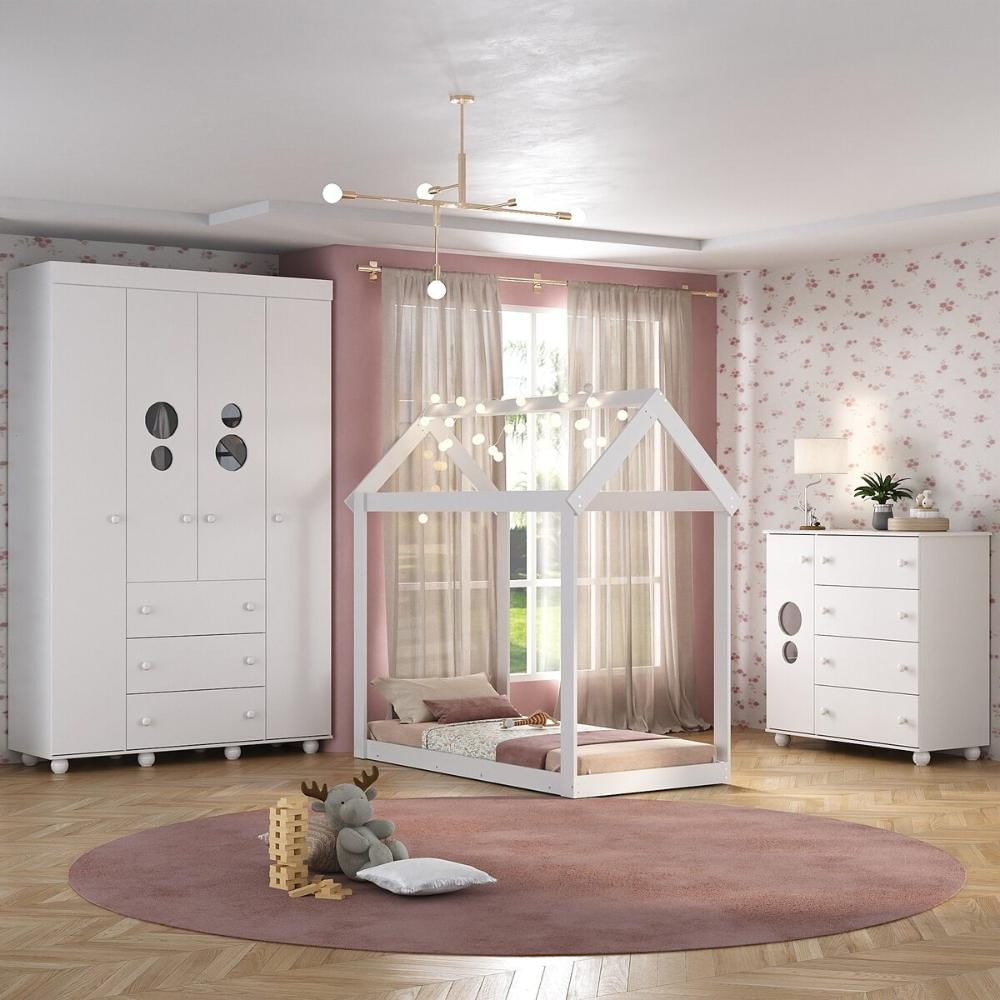 Quarto Infantil com Cama Montessoriana Pimpolho Multimóveis MX4269 Branco